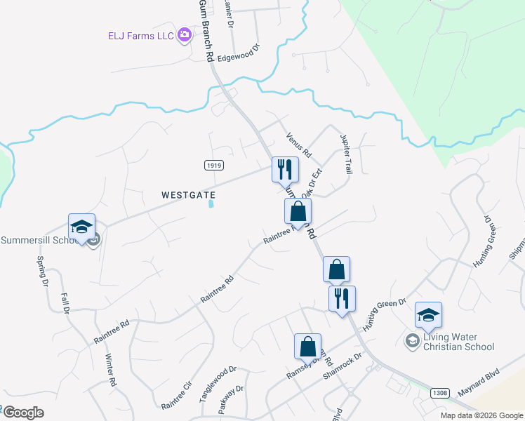 map of restaurants, bars, coffee shops, grocery stores, and more near 4275 Gum Branch Road in Jacksonville