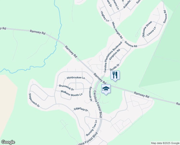 map of restaurants, bars, coffee shops, grocery stores, and more near 709 Savannah Drive in Jacksonville
