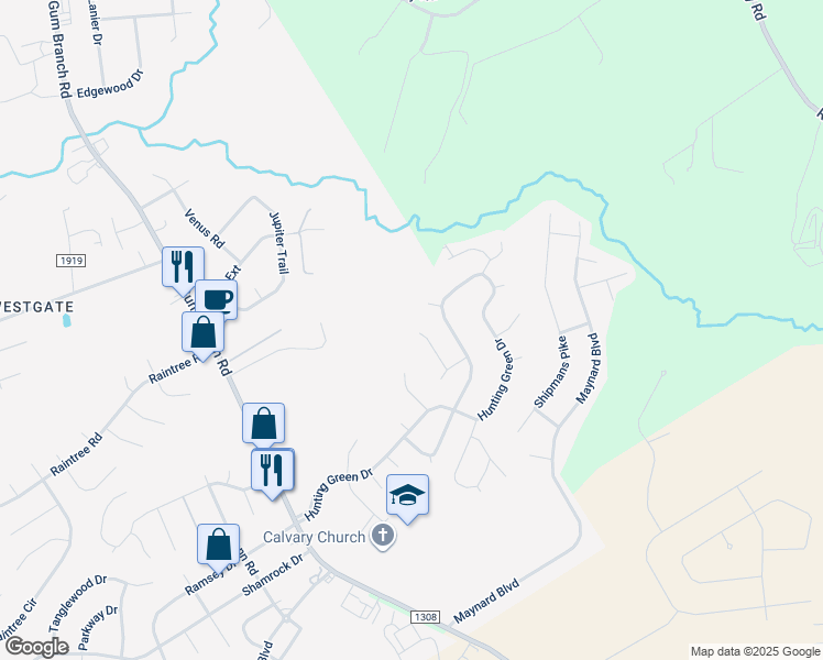 map of restaurants, bars, coffee shops, grocery stores, and more near 118 Ervin Court in Jacksonville