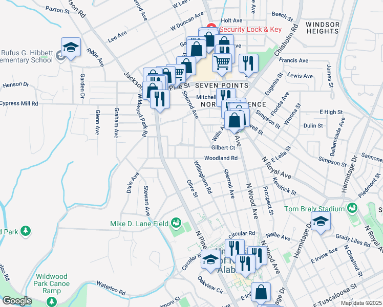 map of restaurants, bars, coffee shops, grocery stores, and more near 1051 Willingham Road in Florence