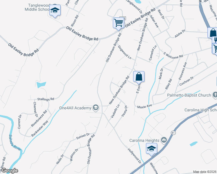 map of restaurants, bars, coffee shops, grocery stores, and more near 11 Mona Way in Greenville