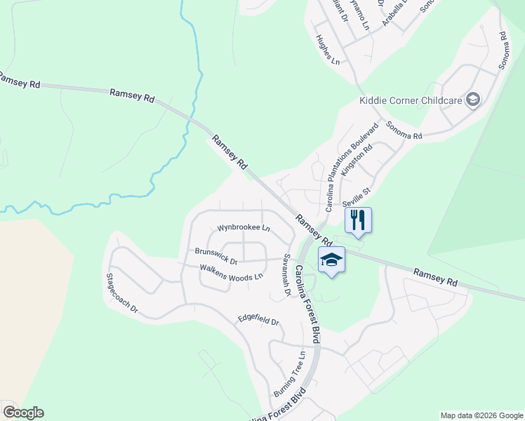 map of restaurants, bars, coffee shops, grocery stores, and more near 506 Savannah Drive in Jacksonville
