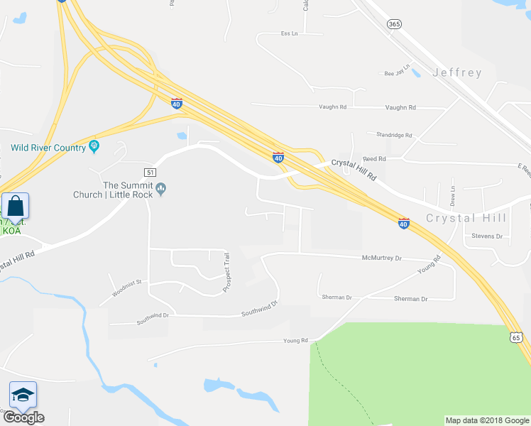 map of restaurants, bars, coffee shops, grocery stores, and more near 49 Silver Meadow Cove in North Little Rock