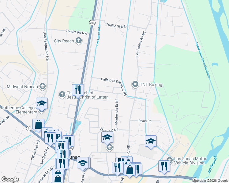 map of restaurants, bars, coffee shops, grocery stores, and more near 430 West Cll Don Catalina in Los Lunas