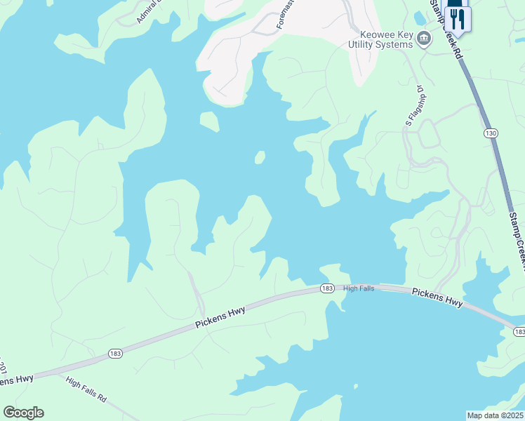 map of restaurants, bars, coffee shops, grocery stores, and more near 426 East Waterside Drive in Seneca