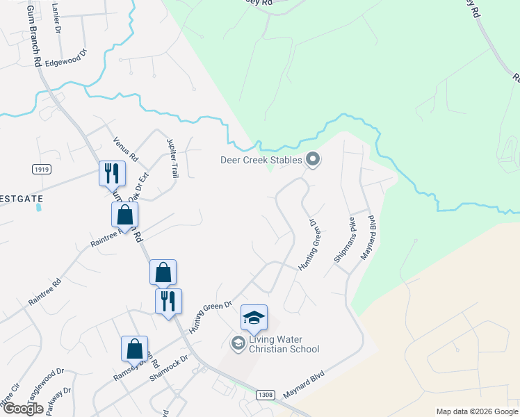 map of restaurants, bars, coffee shops, grocery stores, and more near 112 Ervin Court in Jacksonville