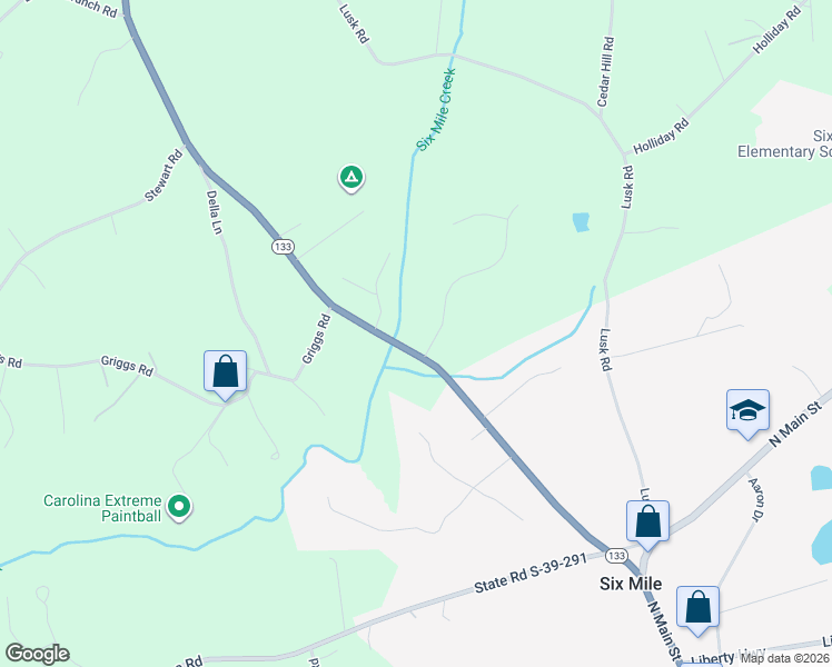 map of restaurants, bars, coffee shops, grocery stores, and more near 105 Bridwell Road in Six Mile