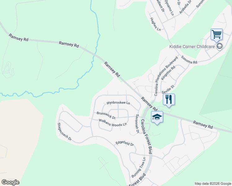 map of restaurants, bars, coffee shops, grocery stores, and more near 506 Savannah Drive in Jacksonville