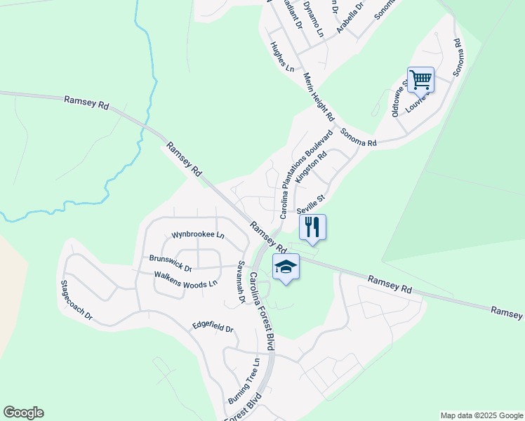 map of restaurants, bars, coffee shops, grocery stores, and more near 411 Falls Cove in Jacksonville