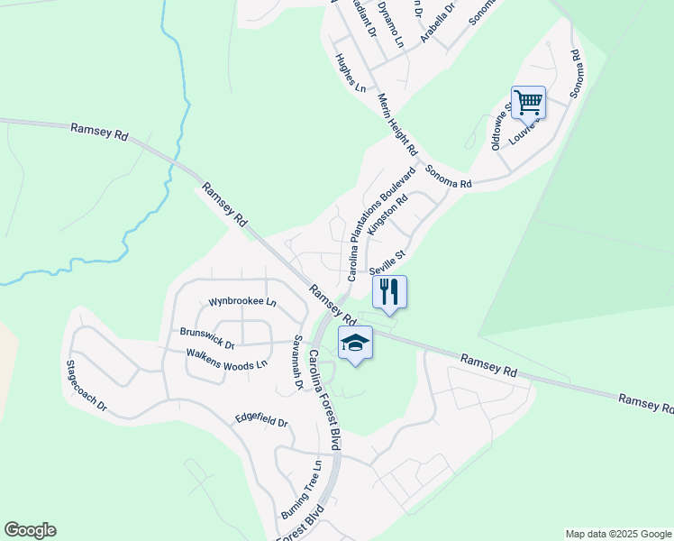map of restaurants, bars, coffee shops, grocery stores, and more near Falls Cove in Jacksonville
