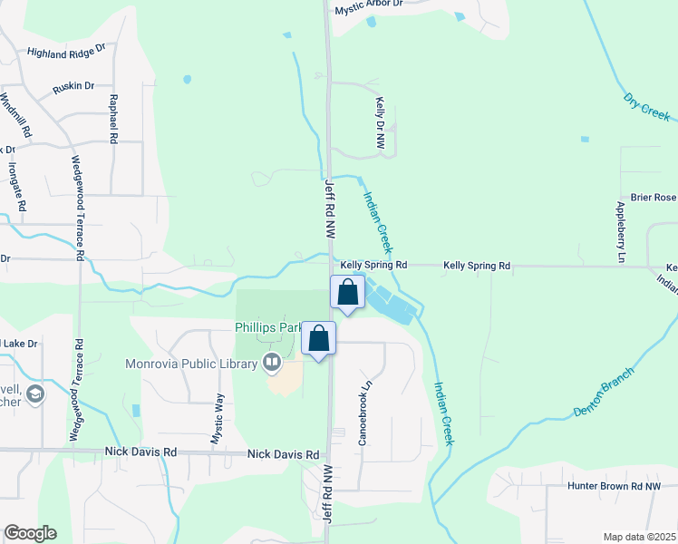 map of restaurants, bars, coffee shops, grocery stores, and more near 1981 Jeff Road Northwest in Huntsville