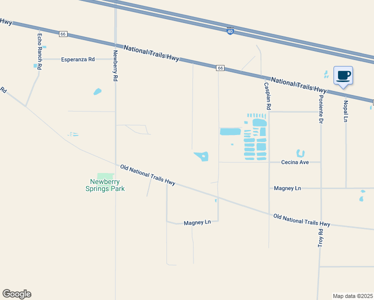 map of restaurants, bars, coffee shops, grocery stores, and more near 30979 Mini Ranch Road in Newberry Springs