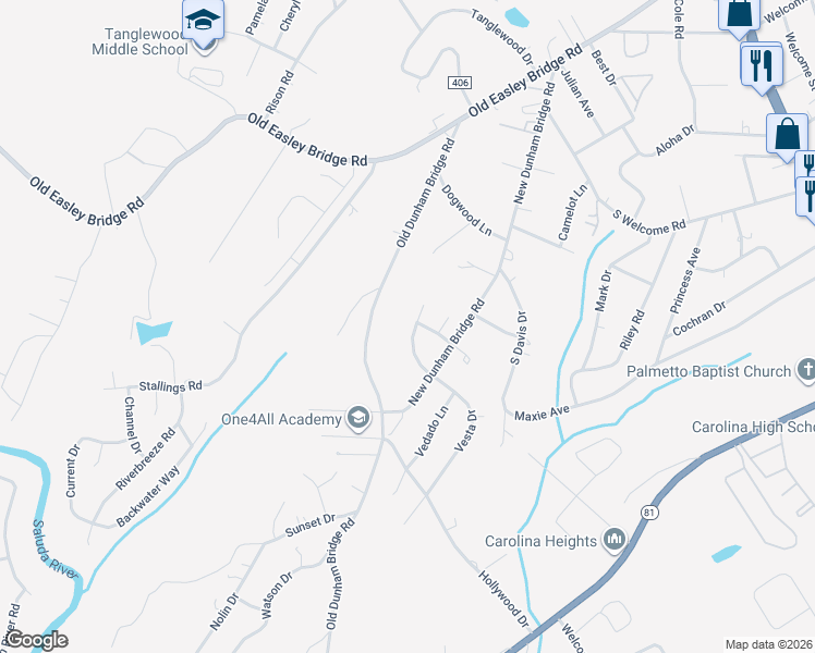 map of restaurants, bars, coffee shops, grocery stores, and more near 11 Mona Way in Greenville