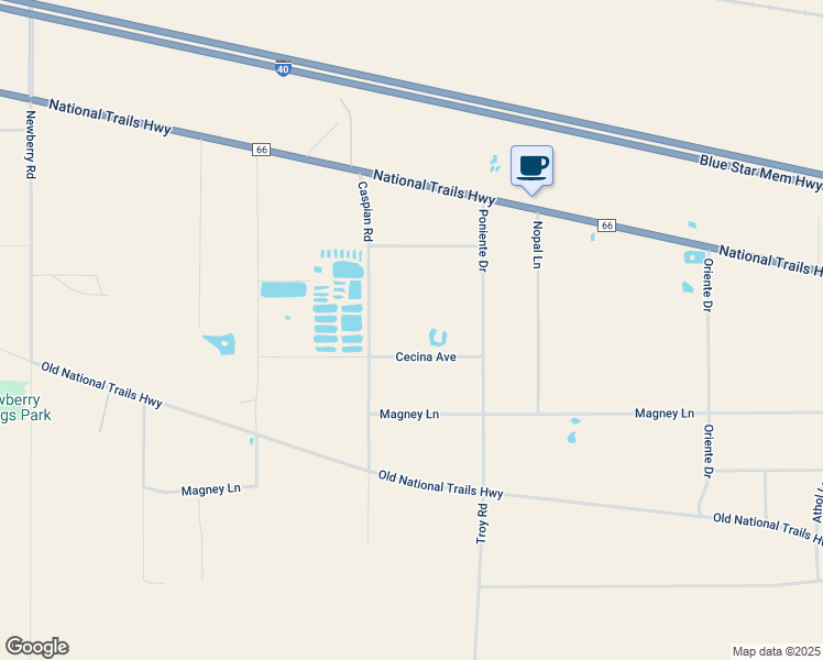 map of restaurants, bars, coffee shops, grocery stores, and more near 46374 Cecina Avenue in Newberry Springs