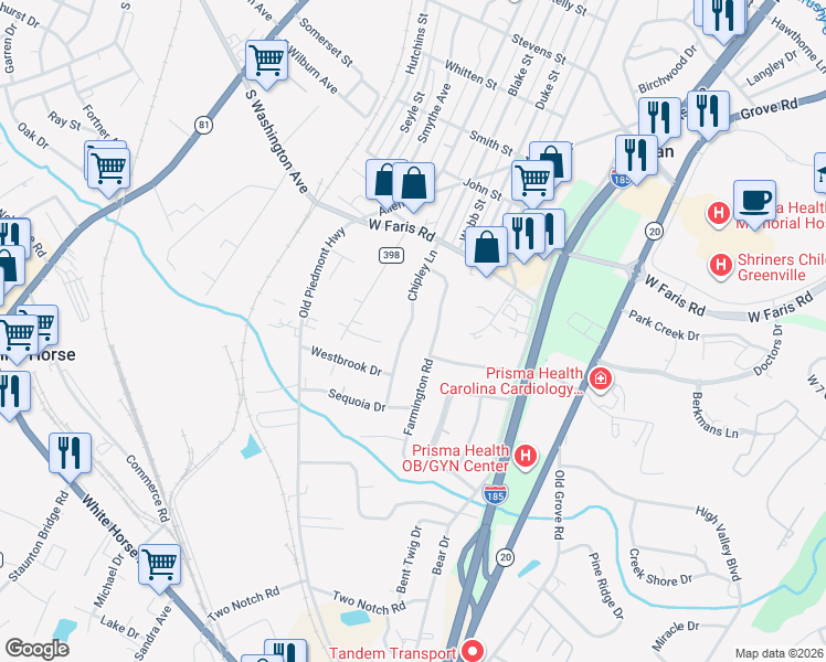 map of restaurants, bars, coffee shops, grocery stores, and more near in Dunean
