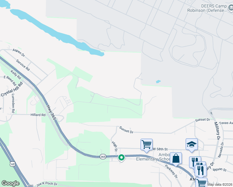 map of restaurants, bars, coffee shops, grocery stores, and more near 4294 Birmingham Lane in North Little Rock