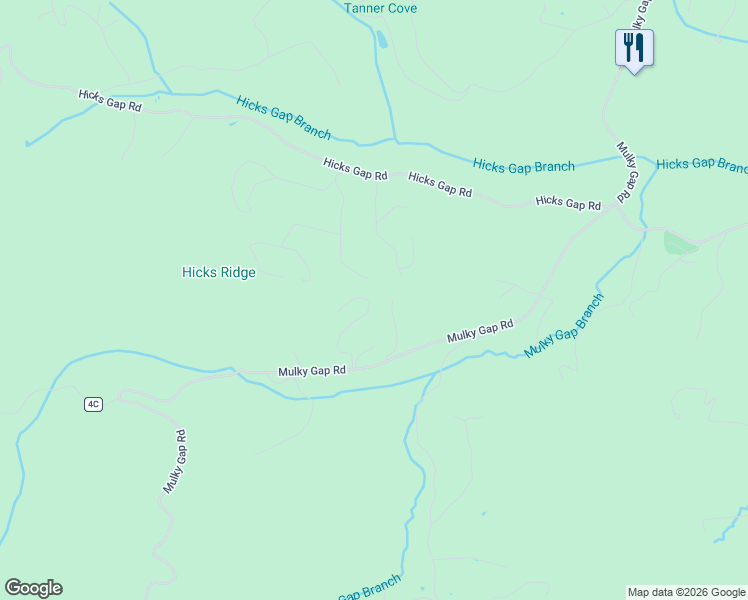 map of restaurants, bars, coffee shops, grocery stores, and more near 4283 Crest Road in Blairsville
