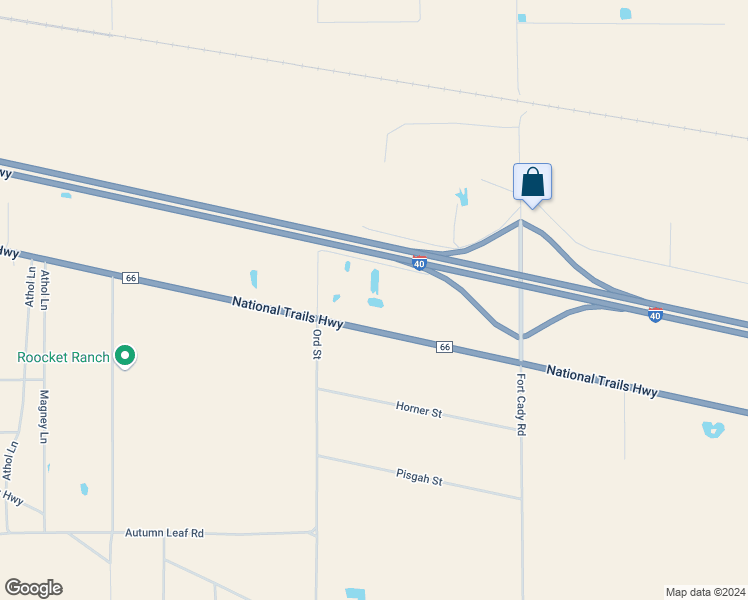 map of restaurants, bars, coffee shops, grocery stores, and more near 47800 National Trails Highway in Newberry Springs