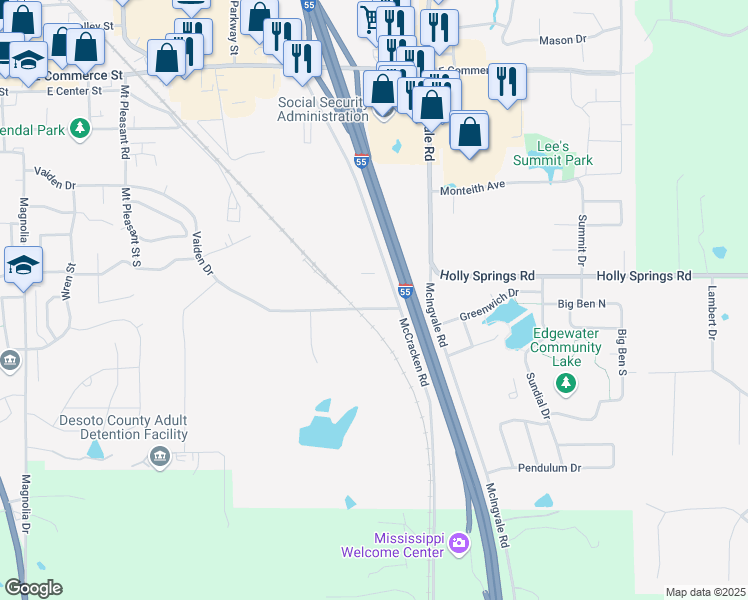 map of restaurants, bars, coffee shops, grocery stores, and more near 3036 McCracken Road in Hernando