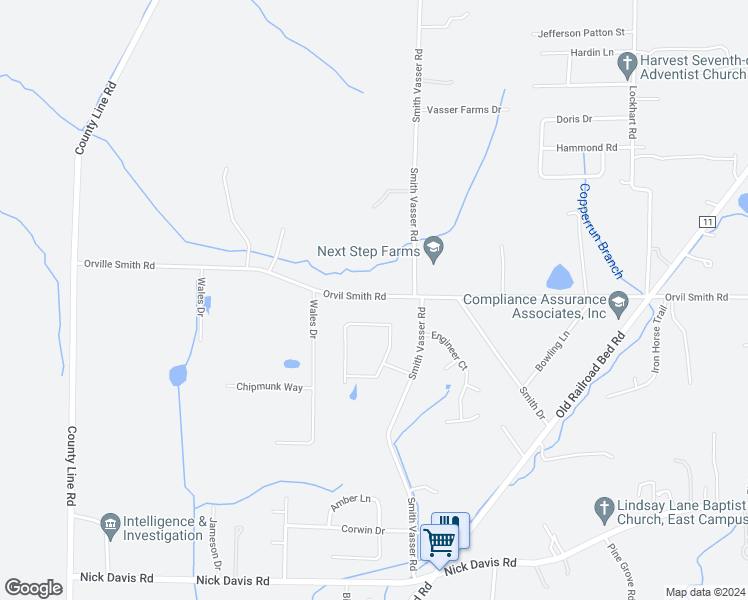 map of restaurants, bars, coffee shops, grocery stores, and more near 998 Orvil Smith Road in Harvest