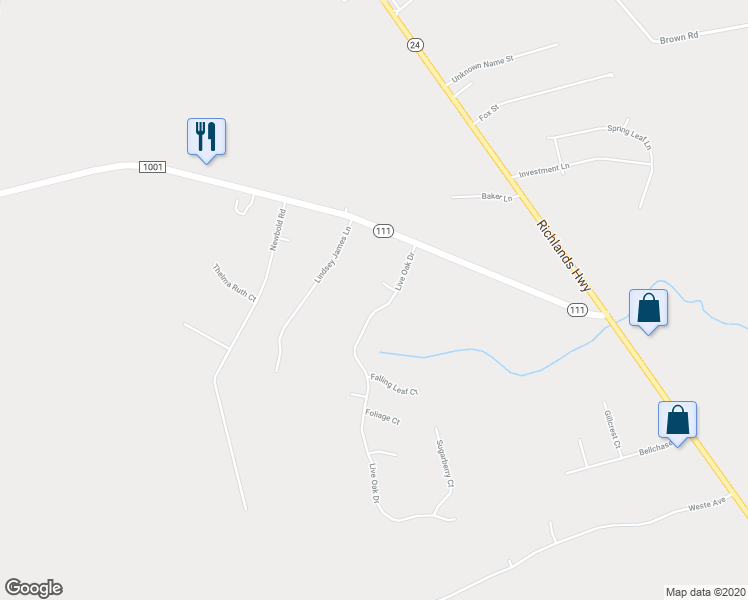 map of restaurants, bars, coffee shops, grocery stores, and more near 114 Live Oak Drive in Jacksonville