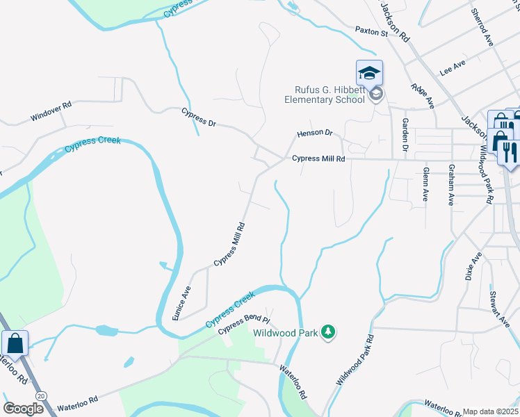 map of restaurants, bars, coffee shops, grocery stores, and more near 102 Doris Lane in Florence