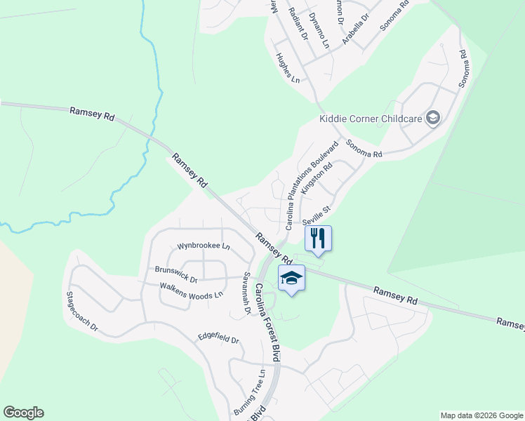 map of restaurants, bars, coffee shops, grocery stores, and more near 128 Glen Cannon Drive in Jacksonville