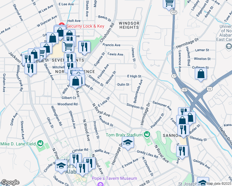 map of restaurants, bars, coffee shops, grocery stores, and more near 418 East Lelia Street in Florence