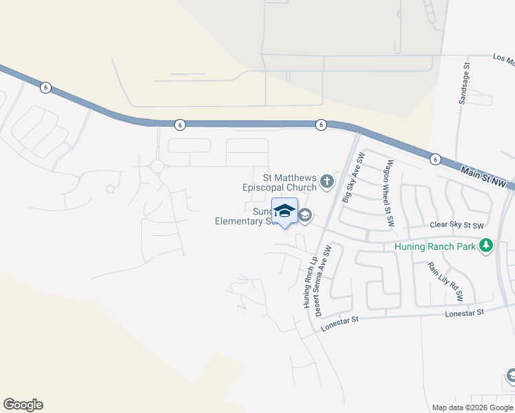 map of restaurants, bars, coffee shops, grocery stores, and more near Sundance Street Southwest in Los Lunas