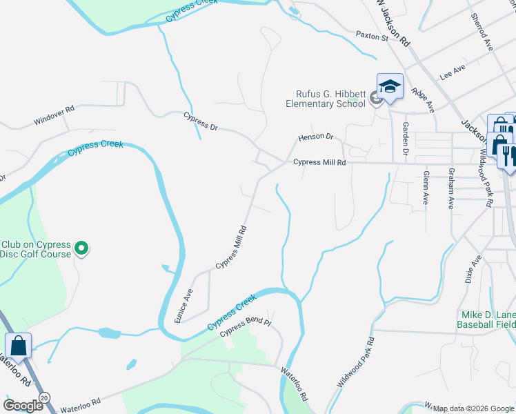 map of restaurants, bars, coffee shops, grocery stores, and more near 102 Doris Lane in Florence