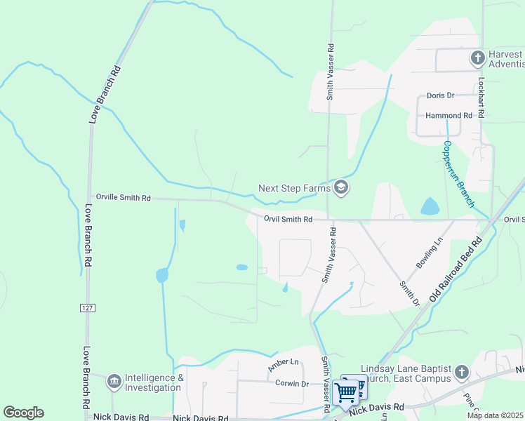 map of restaurants, bars, coffee shops, grocery stores, and more near 30084 Orville Smith Road in Harvest