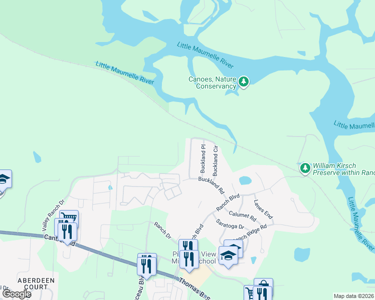 map of restaurants, bars, coffee shops, grocery stores, and more near 214 Buckland Circle in Little Rock