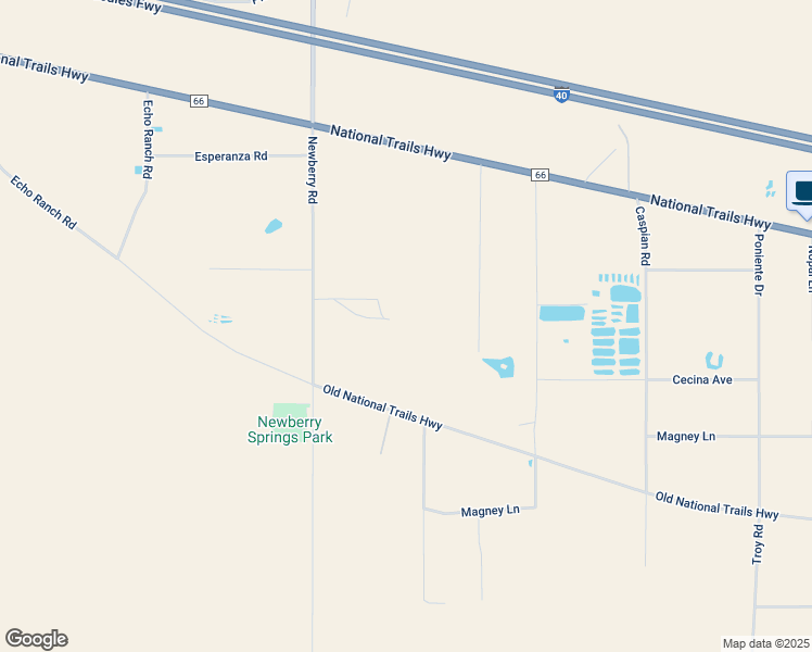 map of restaurants, bars, coffee shops, grocery stores, and more near 31011 Aleppo Lane in Newberry Springs