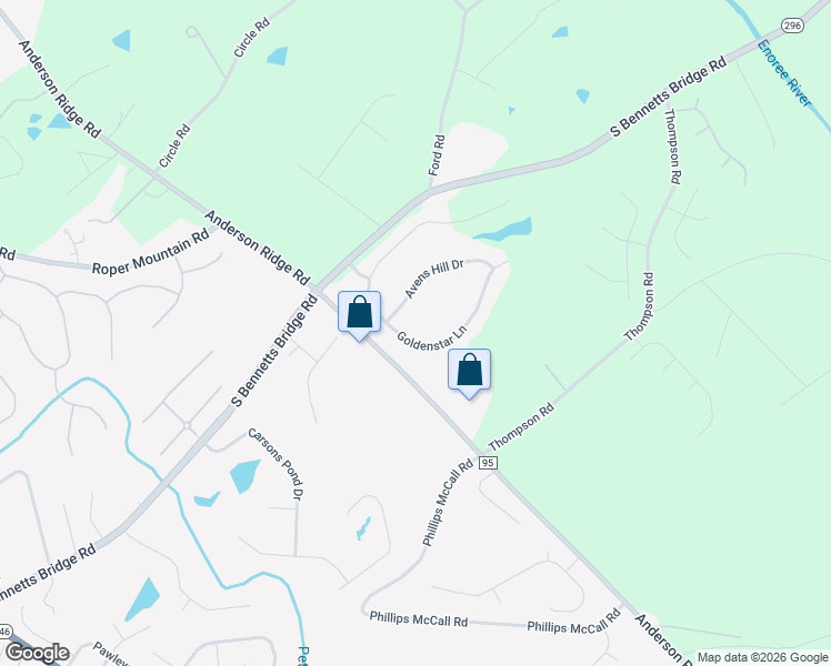 map of restaurants, bars, coffee shops, grocery stores, and more near 203 Goldenstar Lane in Greer