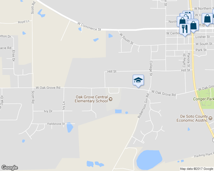 map of restaurants, bars, coffee shops, grocery stores, and more near 974 West Oak Grove Road in Hernando