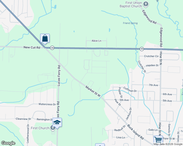 map of restaurants, bars, coffee shops, grocery stores, and more near Arrowhead Drive in Athens