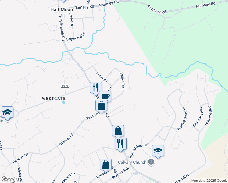 map of restaurants, bars, coffee shops, grocery stores, and more near 205 Jupiter Court in Jacksonville