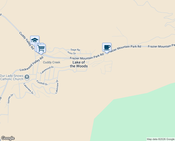map of restaurants, bars, coffee shops, grocery stores, and more near 240 Border Street in Frazier Park