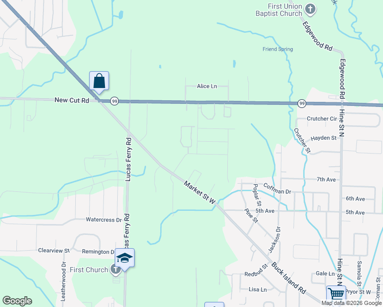 map of restaurants, bars, coffee shops, grocery stores, and more near Arrowhead Drive in Athens