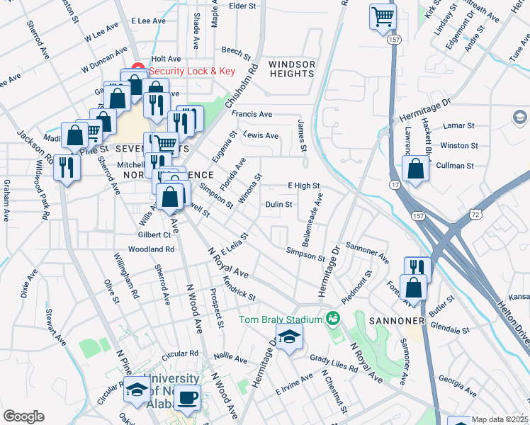map of restaurants, bars, coffee shops, grocery stores, and more near 418 East Lelia Street in Florence
