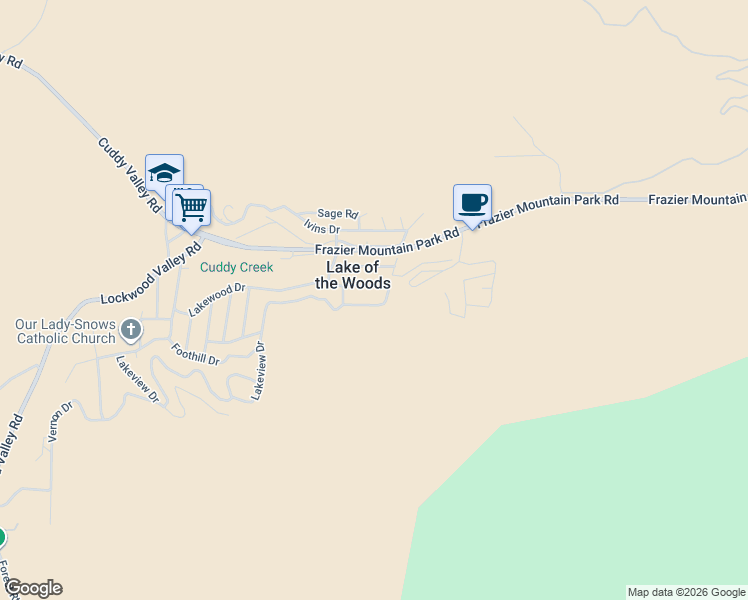 map of restaurants, bars, coffee shops, grocery stores, and more near 240 Border Street in Frazier Park
