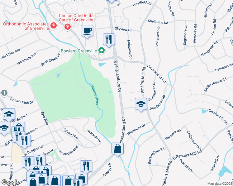 map of restaurants, bars, coffee shops, grocery stores, and more near 870 South Pleasantburg Drive in Greenville