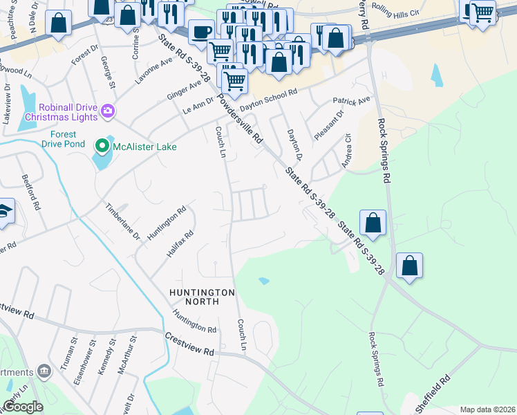 map of restaurants, bars, coffee shops, grocery stores, and more near 113 Waterford Way in Easley