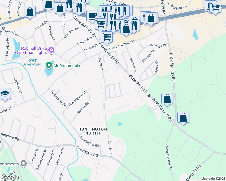 map of restaurants, bars, coffee shops, grocery stores, and more near 108 Lennox Lane in Easley