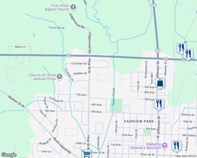map of restaurants, bars, coffee shops, grocery stores, and more near 7 Sandra Lane in Athens