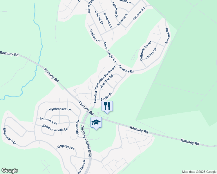 map of restaurants, bars, coffee shops, grocery stores, and more near 506 Durban Lane in Jacksonville