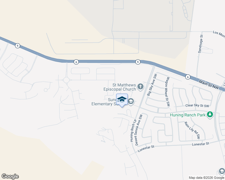 map of restaurants, bars, coffee shops, grocery stores, and more near Sundance Street Southwest in Los Lunas