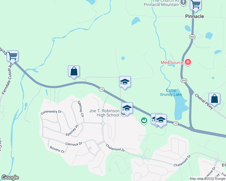 map of restaurants, bars, coffee shops, grocery stores, and more near 21620 Arkansas 10 in Little Rock