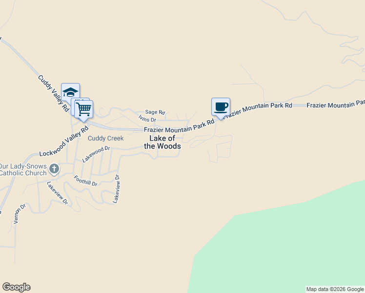 map of restaurants, bars, coffee shops, grocery stores, and more near 312 Border Street in Frazier Park