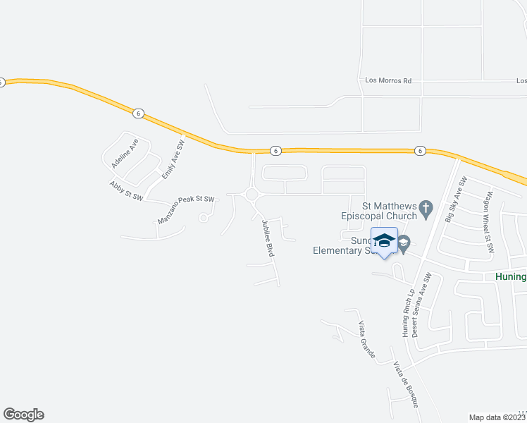 map of restaurants, bars, coffee shops, grocery stores, and more near 500 Jubilee Boulevard in Los Lunas